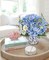 Artificial Flowers Mixed Daisy Eucalyptus Leaf Berries Fake Flowers, Large Blue and White Ceramic Vase Realistic Silk Flowers Bouquet for Home Decor Indoor Wedding Farmhouse
